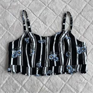 Torrid | Black Floral Stripe Culotte Crop Spaghetti Strap Tank | Size 3X